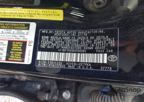 2016 Toyota Camry Xse z USA, uszkodzony, nr VIN 4T1BF1FK9GU566985